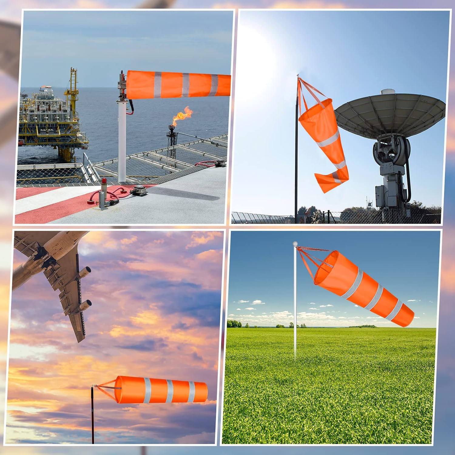 60/80/100 センチメートル吹き流し屋外風向測定反射ベルトリップストップ天気計空港航空ガーデンファーム