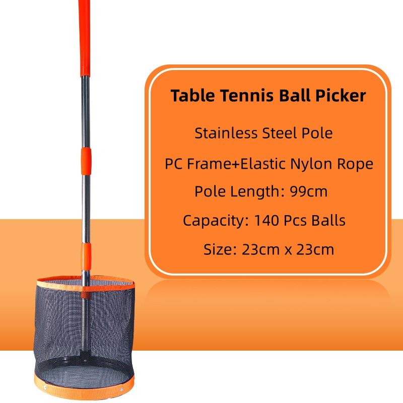 Huieson 卓球ボールピッカーバケット 23x23cm 99cm 取り外し可能なステンレスポール付き プロの卓球トレーニング用