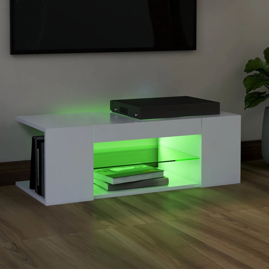 Mobile TV con luci LED bianche 90x39x30 cm