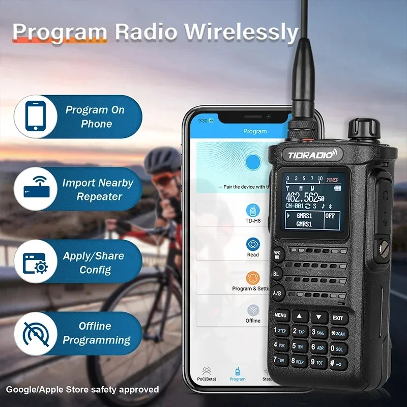 Walkie Talkie TIDRADIO TD H8 de segunda generación, 10W, conexión de largo alcance, aplicación de teléfono, programación inalámbrica, doble banda, VHF, UHF, USB-C Ham, GMRS