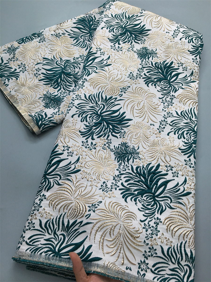 ผ้าผ้า Jacquard และลูกไม้คุณภาพสูง 2025 แอฟริกัน Gilded ลูกไม้ผ้าสําหรับสตรีชุดราตรีเย็บ, 2.5 หลา 4145