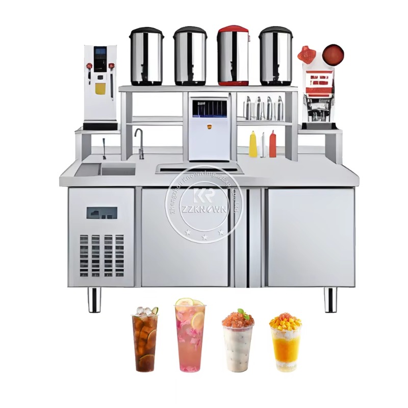 Oem 2024, acero inoxidable, té de la leche, bebidas, agua, Bar, mesa de centro, conjunto moderno, muebles, restaurante comercial