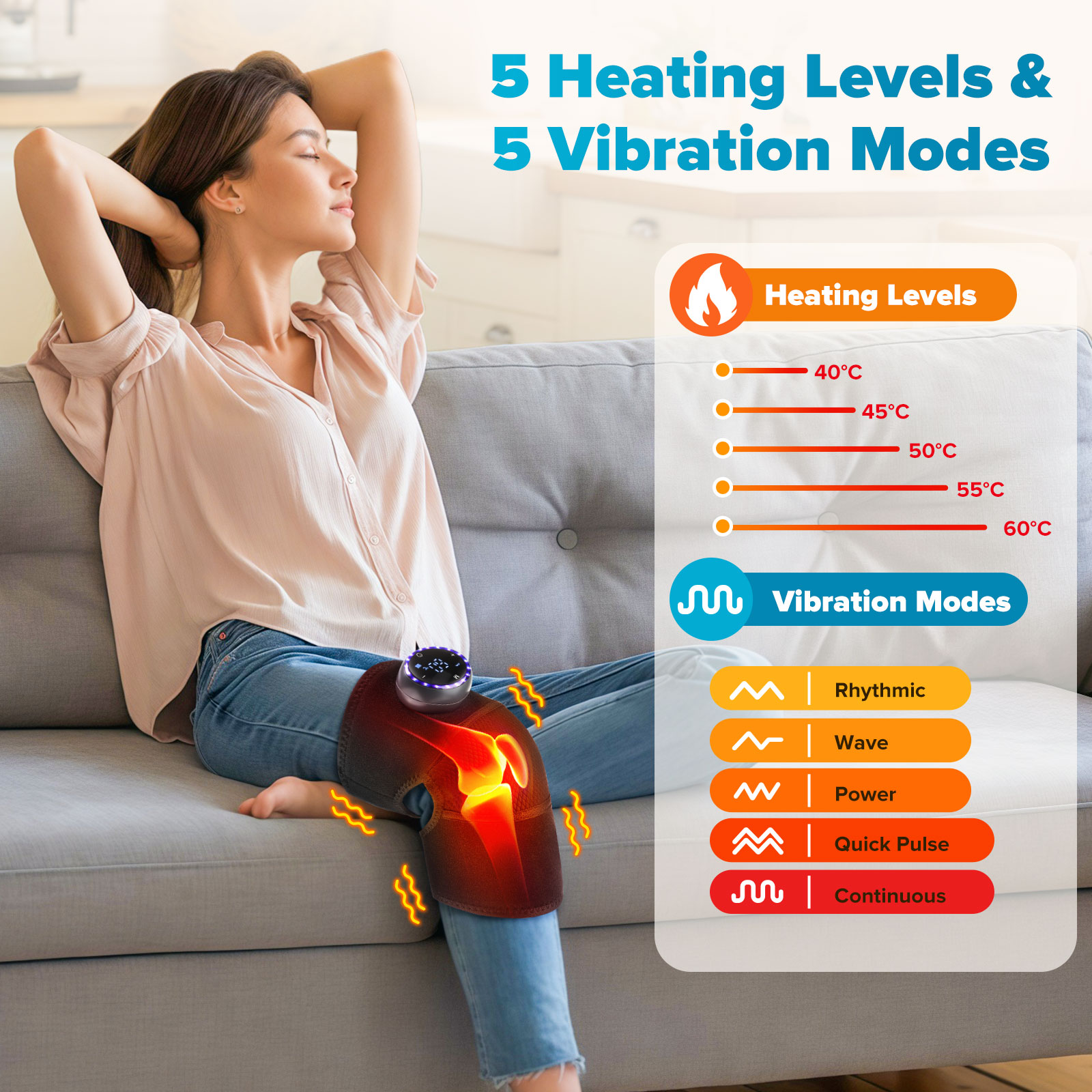 Masajeador de rodilla calentado 3 en 1, compresa caliente, coderas para hombros con almohadilla calefactora eléctrica para rodilla, fisioterapia para aliviar el dolor articular
