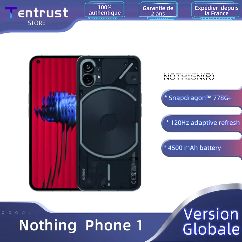 Versión Global Nothing Phone 1 5G Smartphone Snapdragon 778G+ Pantalla OLED de 6,55" y 120 Hz Sensor Sony IMX766 de 50 MP Batería de 4500 mAh