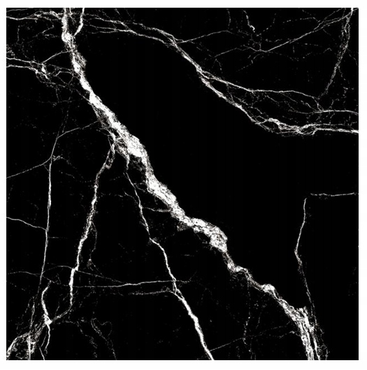 Azulejo de piso de cerámica de mármol de 60x60 cm, negro, alto brillo