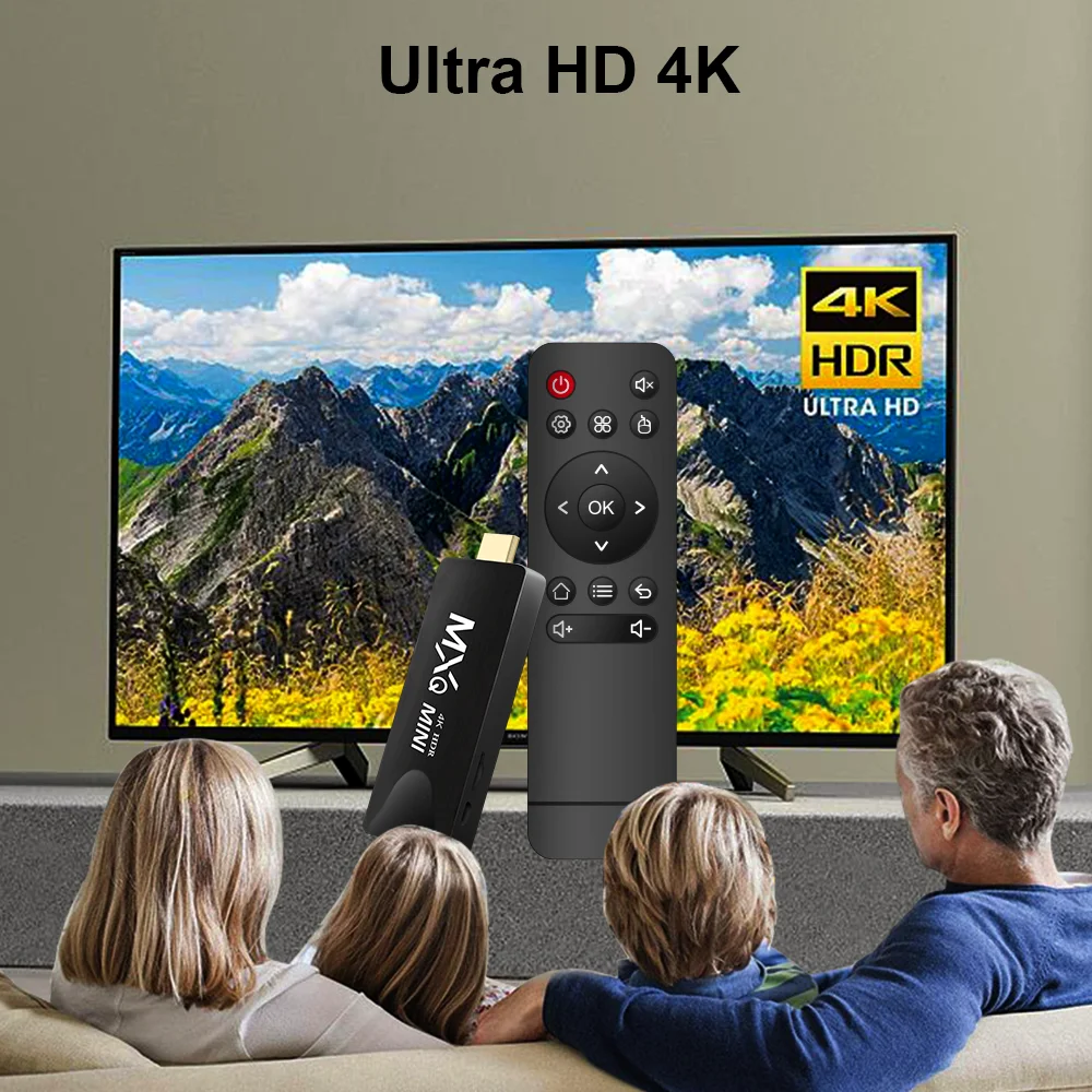MXQMINI Smart Android Mini TV Stick Android 10 Quad Core Support 2.4G Wifi 4K HD TV Box H.265  Streaming Smart Set Top Box
