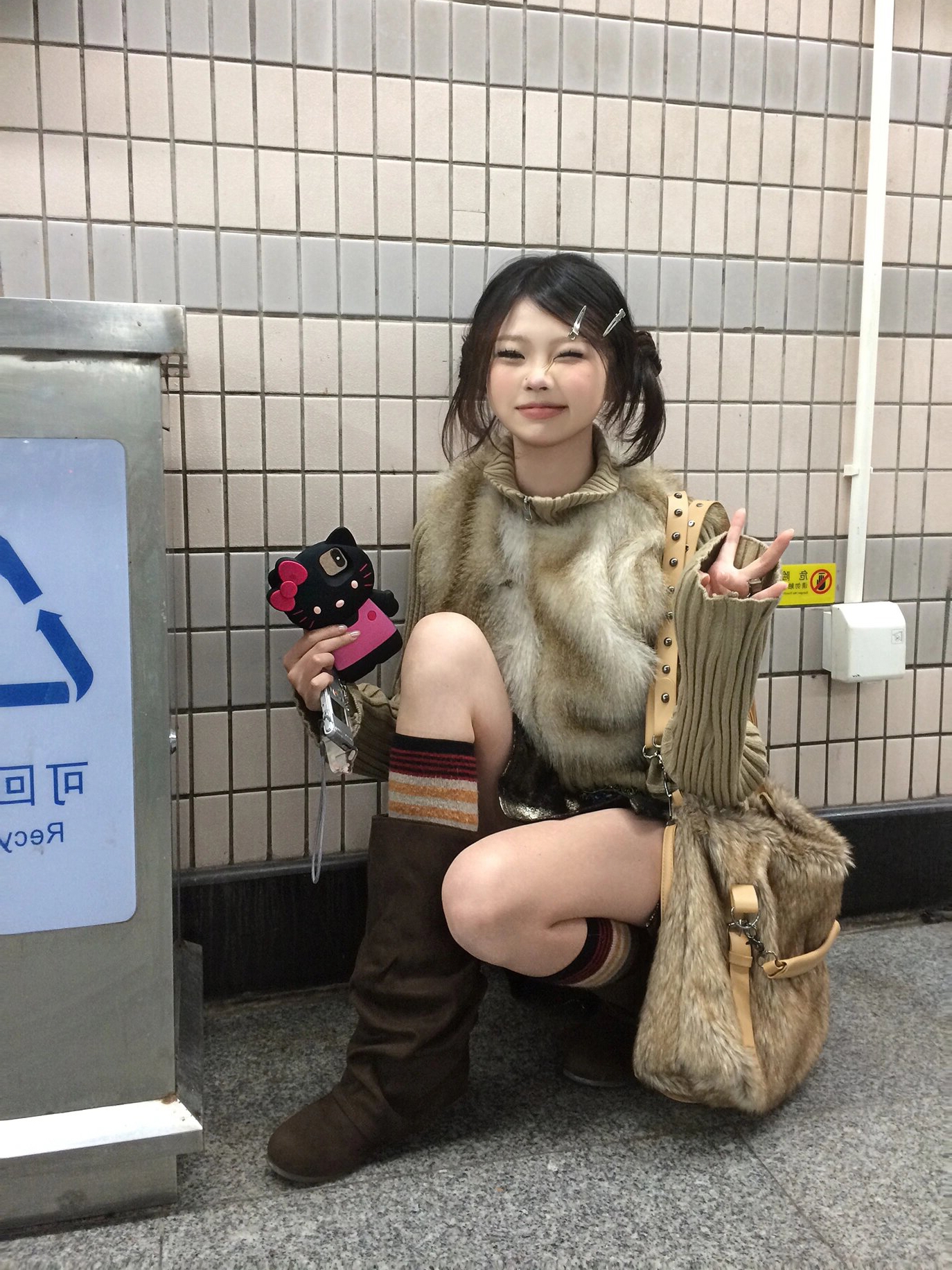 เสื้อโค้ทขนสัตว์เทียม2ชิ้นสำหรับผู้หญิง, เสื้อโค้ทแฟชั่นหญิง Y2k วินเทจฤดูใบไม้ร่วงฤดูหนาว