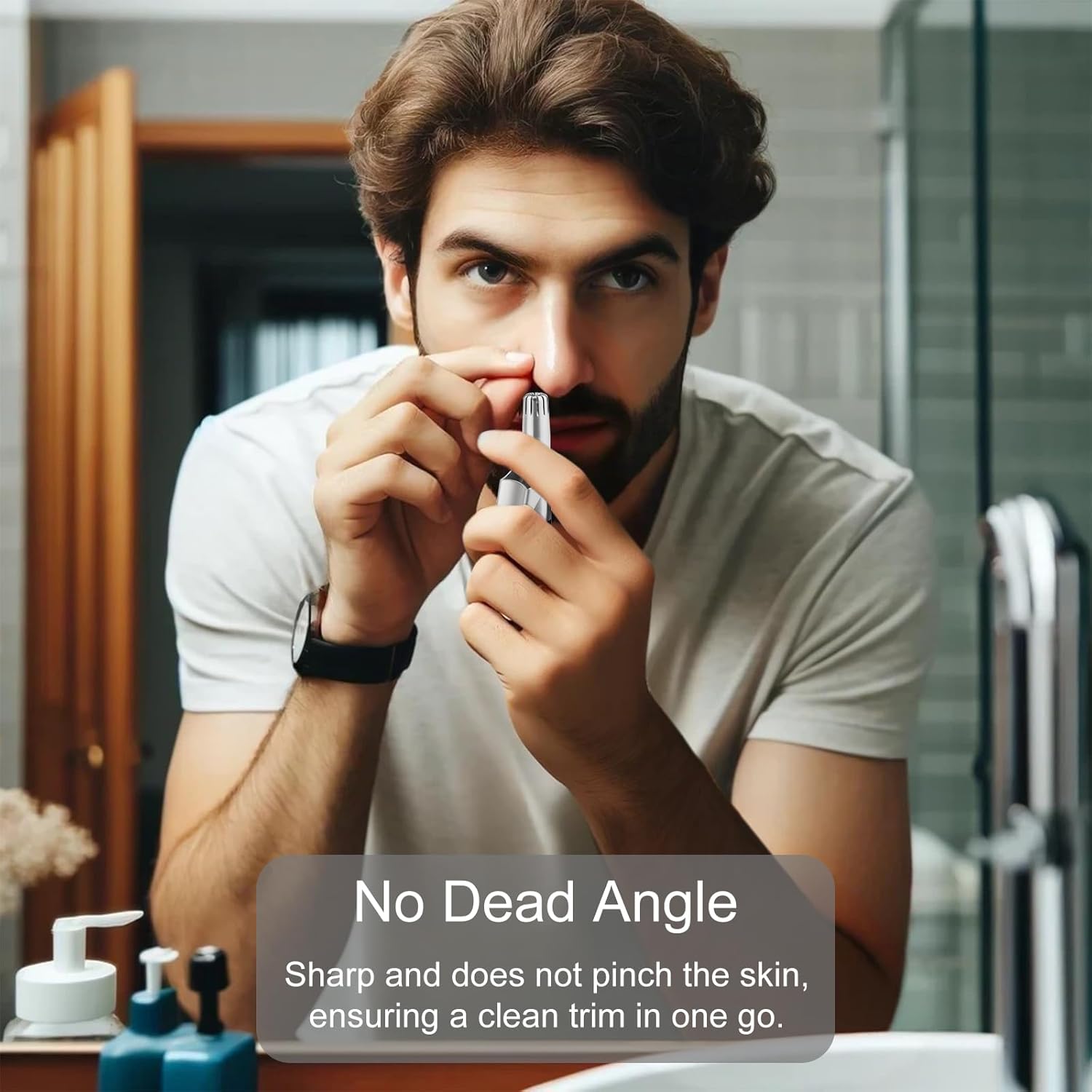 Nuevo recortador de pelo de nariz para hombres, maquinilla de afeitar mecánica Manual de acero inoxidable, herramientas de depilación lavables con cepillo