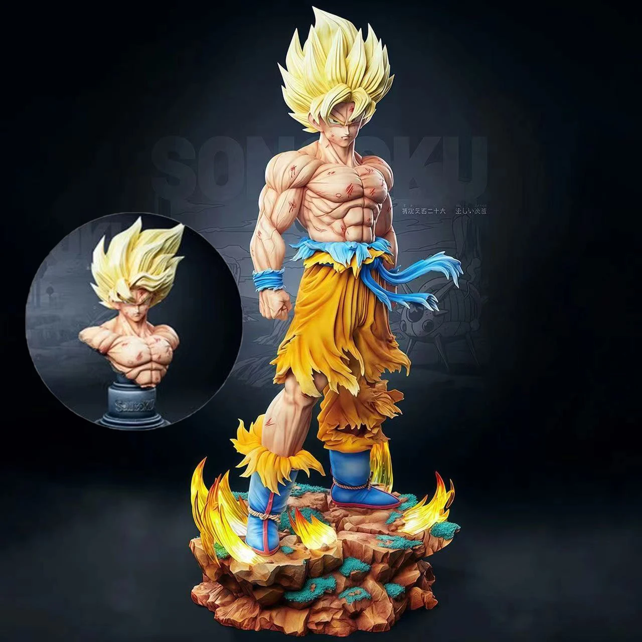Статуя Jt Dragon Ball Z Son Goku, фигурка со сменными головками, светодиодная база, Super Saiyan Goku, экшн-фигурки, режим коллекции, игрушки, подарки