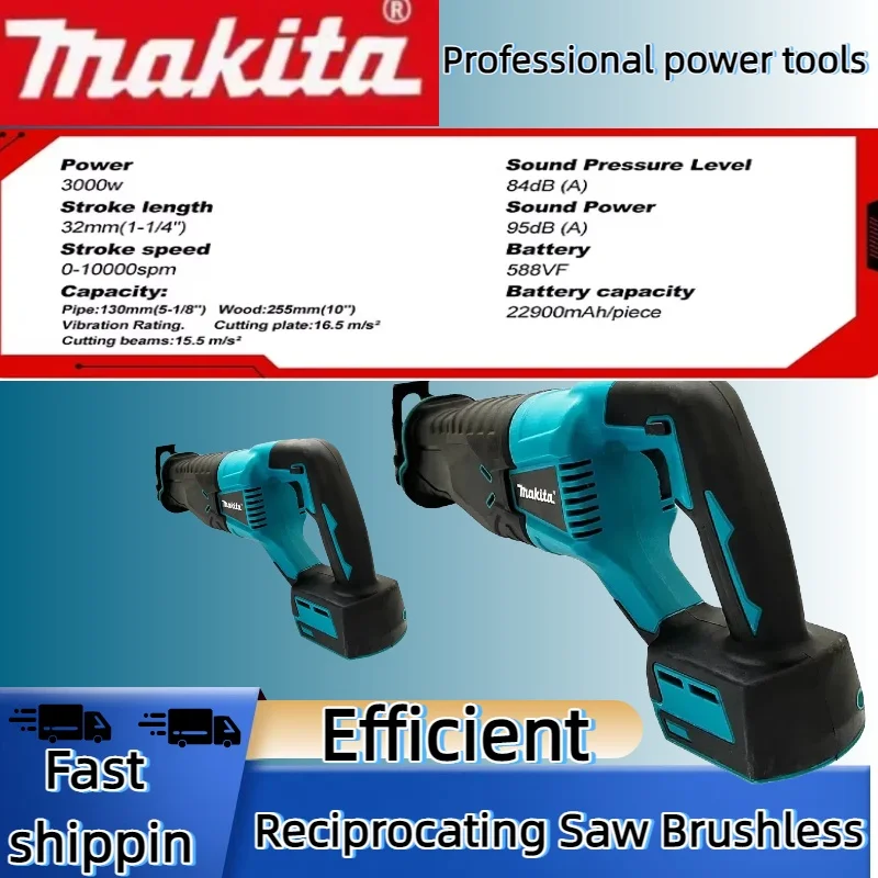 Makita 20V18V Battery Brushless Reciprocating Saw Reciprocating Saw Portable Cordless Power Tools With 4pcs Saw Blades