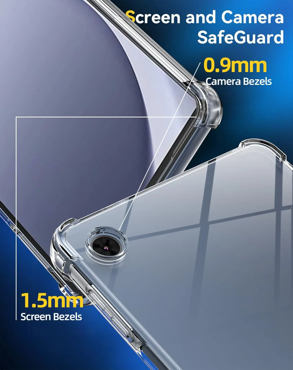 For Samsung Galaxy Tab A9 8.7" SM-X110 SM-X115 Transparent Shockproof Silicone Protective Case Clear Thin Soft TPU Bumper Cover