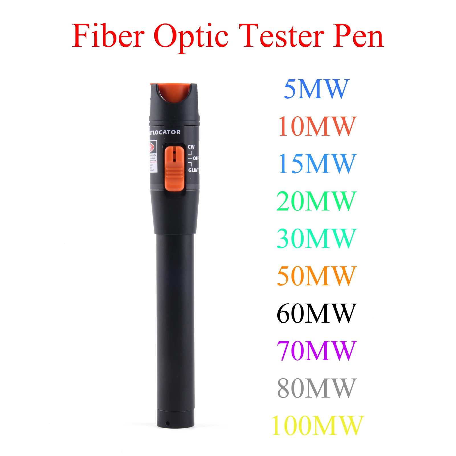 Herramienta de prueba de fibra óptica, 5MW/10MW/15MW/20MW/30MW/50MW/60MW, pluma óptica FTTH SC/FC/ST, medidor de potencia láser rojo ajustable, 1 Uds.