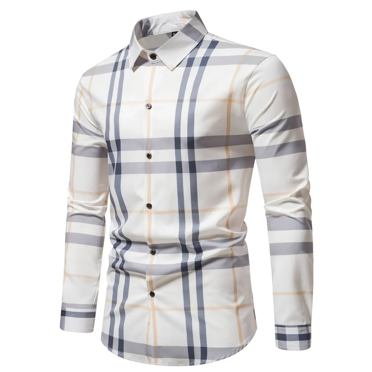Nueva camisa de manga larga de primavera y verano para hombre, ropa informal fina a rayas a la moda para hombre, camisas para hombre