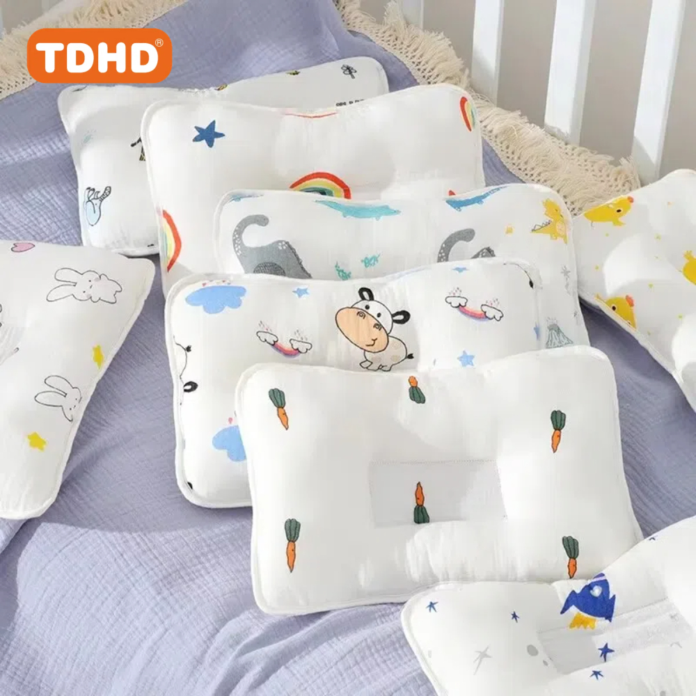 Almofada em formato impresso para bebê TDHD, travesseiro macio e confortável de desenho animado fofo, roupa de cama respirável para meninos e meninas