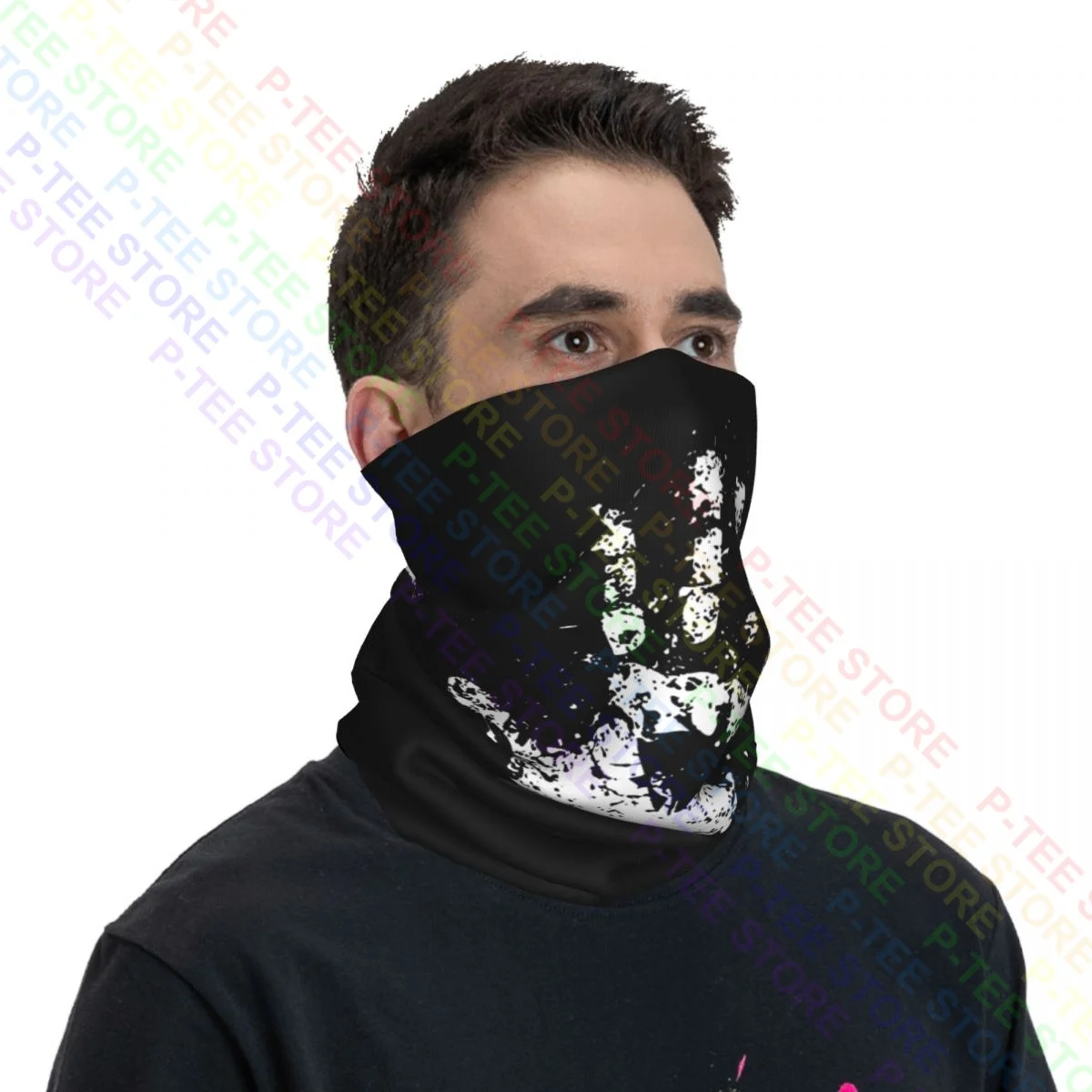 Eengard-白と黒のボヘミアンスクリューロードマスク,saruman記号,リング,ukuネックgaiter,バンダナスカーフ,フェイスマスク