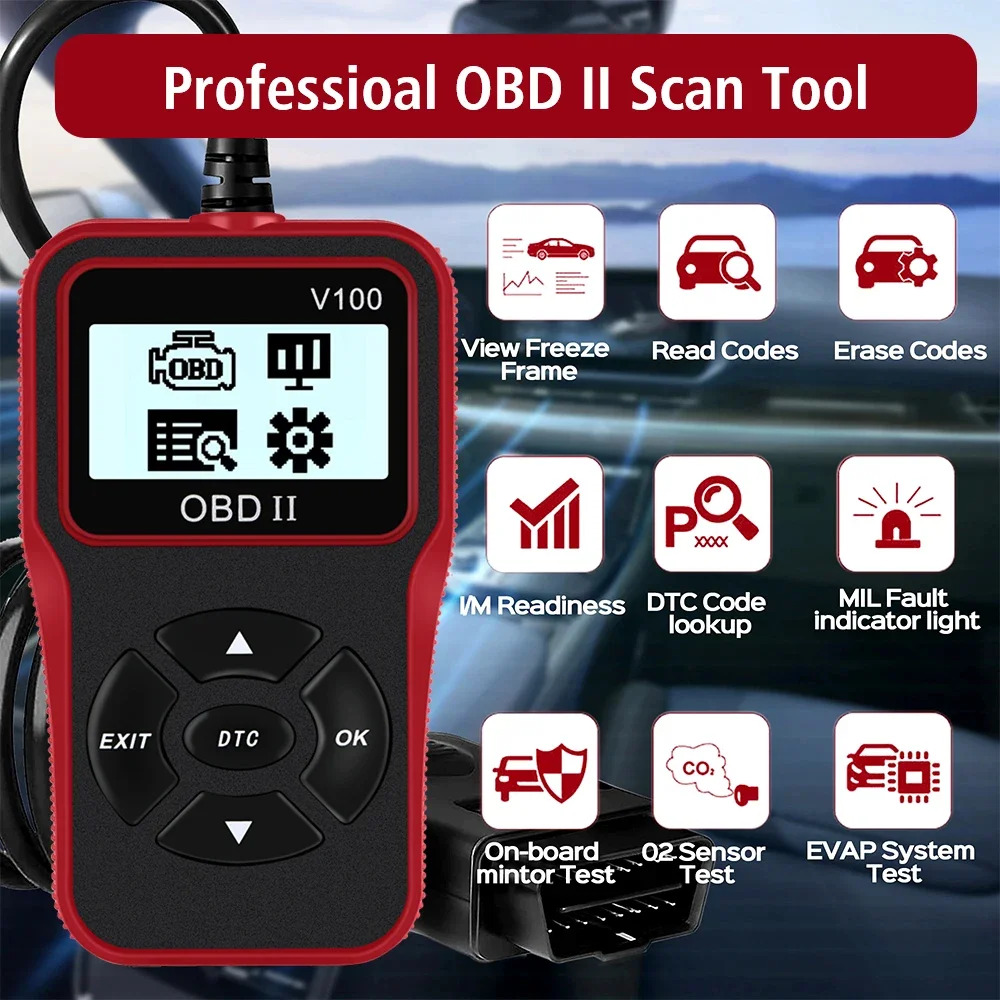 Ferramentas de diagnóstico de carro v100 obdii eobd acessórios automotivos universal plug and play display digital obd 2 scanner leitor de código obd2