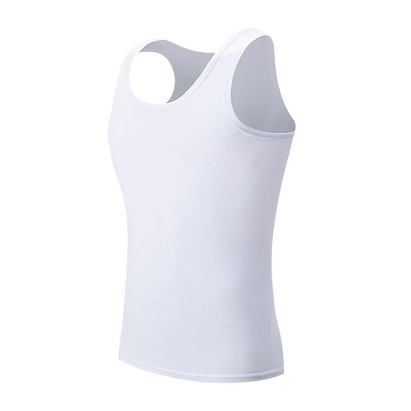Gilet da uomo a spalla stretta in cotone basic tinta unita moda casual T-shirt da uomo sportivo fitness Joker girocollo gilet giovanile