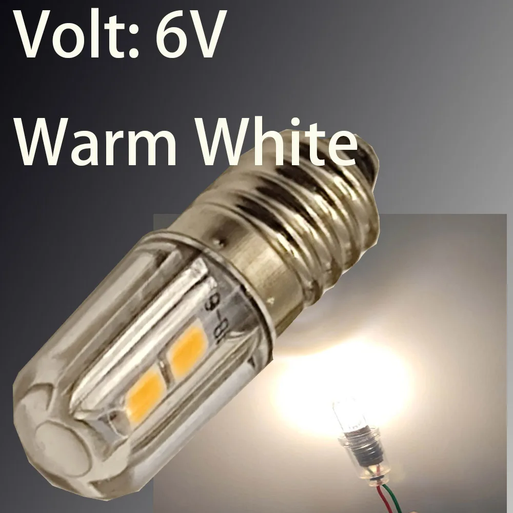 E10 4SMD DC 3V 6V 12V E10 bombilla LED para linterna reemplazo antorcha luz de trabajo lámpara de instrumento blanco y blanco cálido