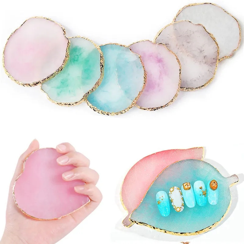 1PC Vòng Resin Đá Mã Não Móng Tay Bảng Màu Nghệ Thuật Móng Tay Giả Mẹo Pha Trộn Màu Sắc Vẽ Pallet Gel Polish Hiển Thị Kệ công Cụ Làm Móng Tay