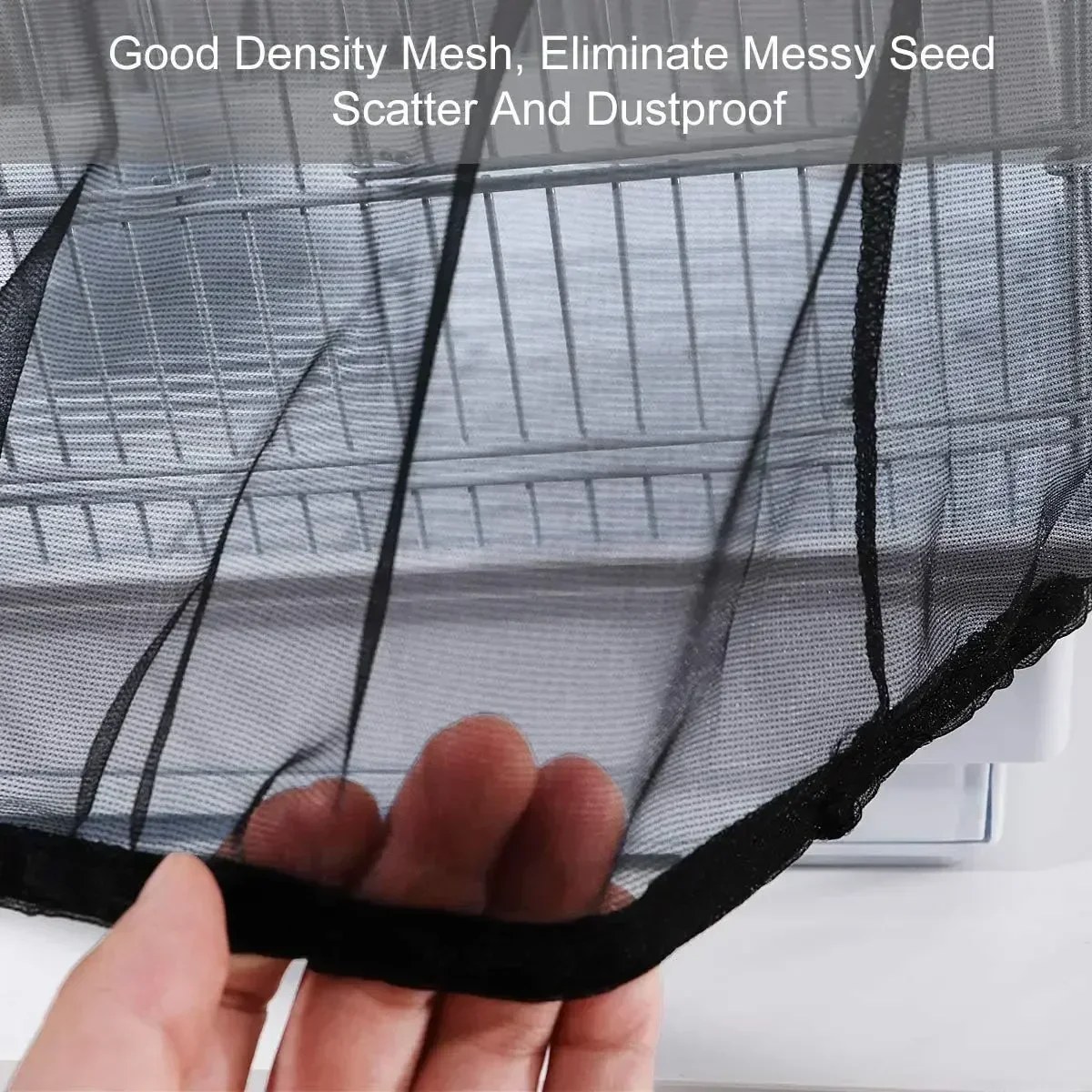 Morsbestendig Ronde Vierkante Vogelkooi Cover Flight Feather Guard Anti-Spill Voedsel Cover Anti-Overflow Kooi Netto Cover voor Papegaai