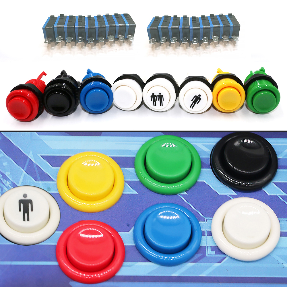 8Pcs Happ Stil Push Button 28mm Mutter Für Neo Geo Amerikanischen Arcade Spiel Maschine Joystick Null Verzögerung Controller teile Maschine Diy