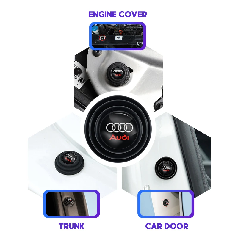 4Pcs Car Door Anti-shock Pad Anti-noise Buffer Gasket Auto Interior For Audi A8 Q1 Q2 Q3 Q4 Q5 Q6 Q7 Q8 A1 A2 A3 A4 A5 A6 A7 TT