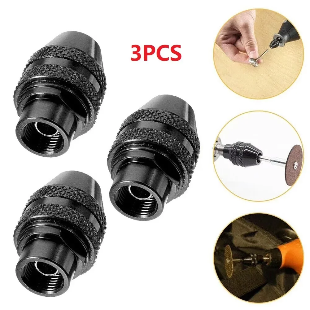 3pcs Multi Keyless Chuck 0.8-3.2mm Drill Chuck For Dremel 3000 4000 7700 8200 Rotary Tools Electric Grinding Chuck Tool Parts
