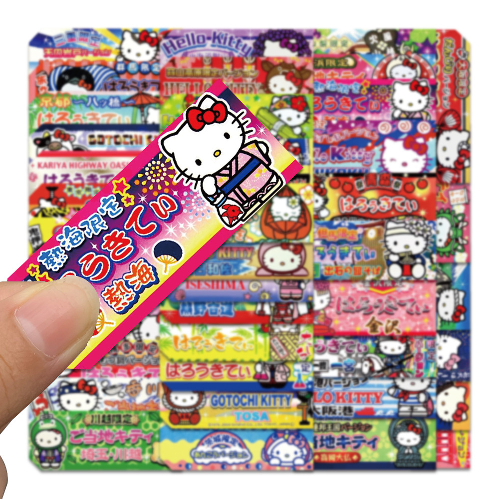 60 pçs sanrio adesivos mistos bonito olá kitty adesivos hellokitty decalques diy telefone bagagem portátil guitarra adesivo crianças brinquedo