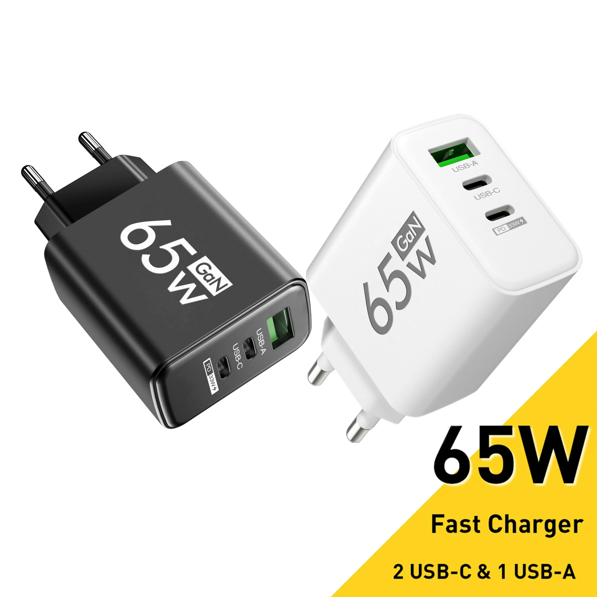 Caricatore GaN USB tipo C Caricatore per telefono a ricarica rapida da 65 W Adattatore PD Quick Charge3.0 per iPhone 14 Xiaomi 13 Samsung Huawei Oneplus