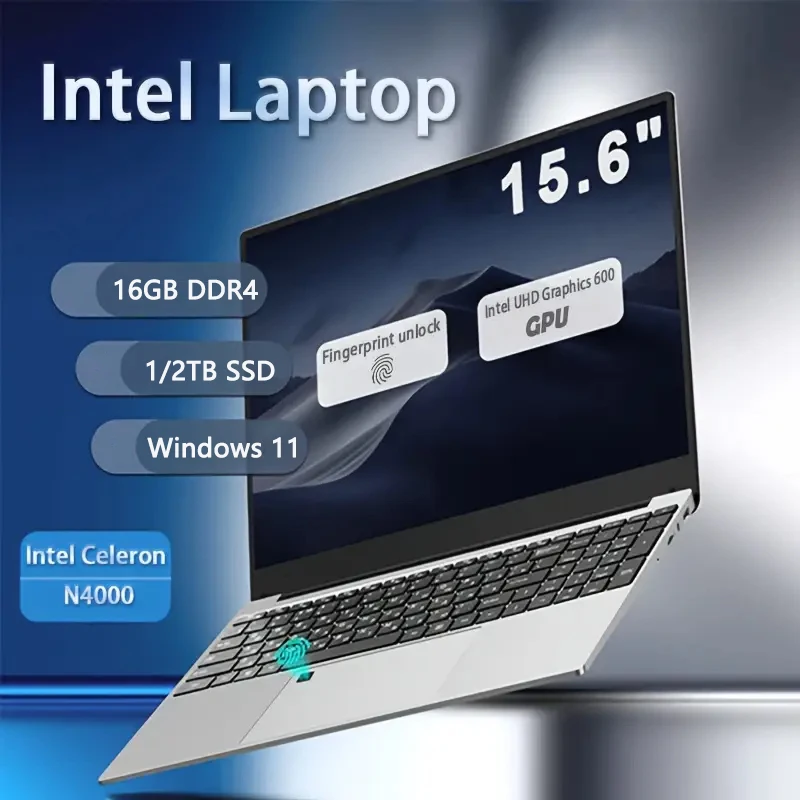 Laptop 15,6 cala Windows 11 Pro Intel Celeron N4000 16GB RAM 1TB SSD Komputer Biurowy PC