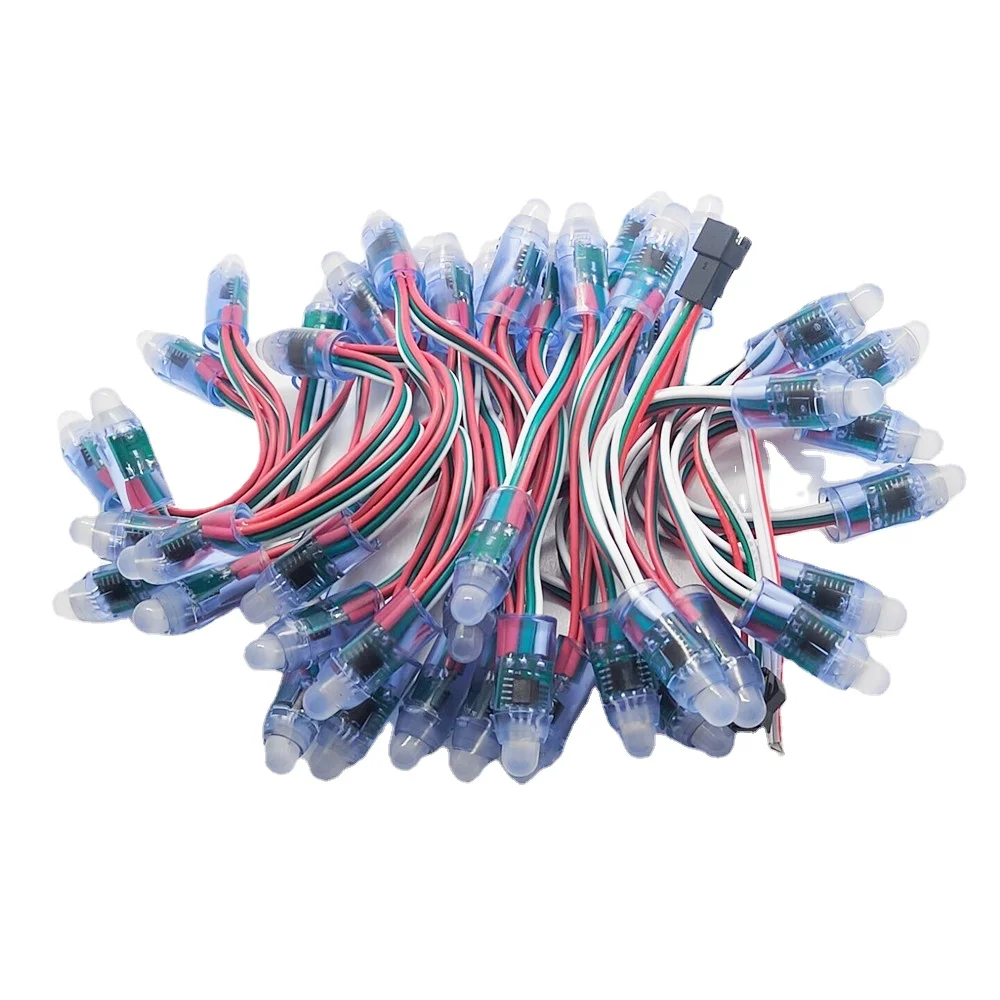 50 teile/los DC5V /DC12V 12mm WS2811 IC weißes Kabel LED-Modul String Weihnachten LED Pixel Licht adressierbare wasserdichte RGB-Lampe