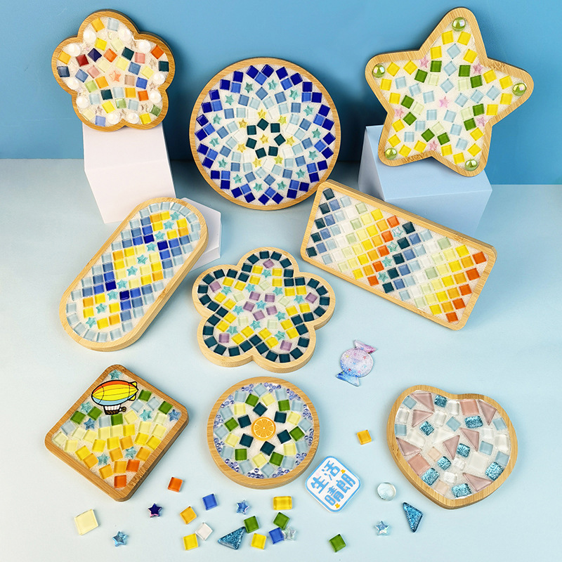 DIY handgemachte Untersetzer kreative Mosaik Kristall Bambus Material Kits Tasse Matte Eltern-Kind Hand Handwerk Spielzeug Kinder Geschenk