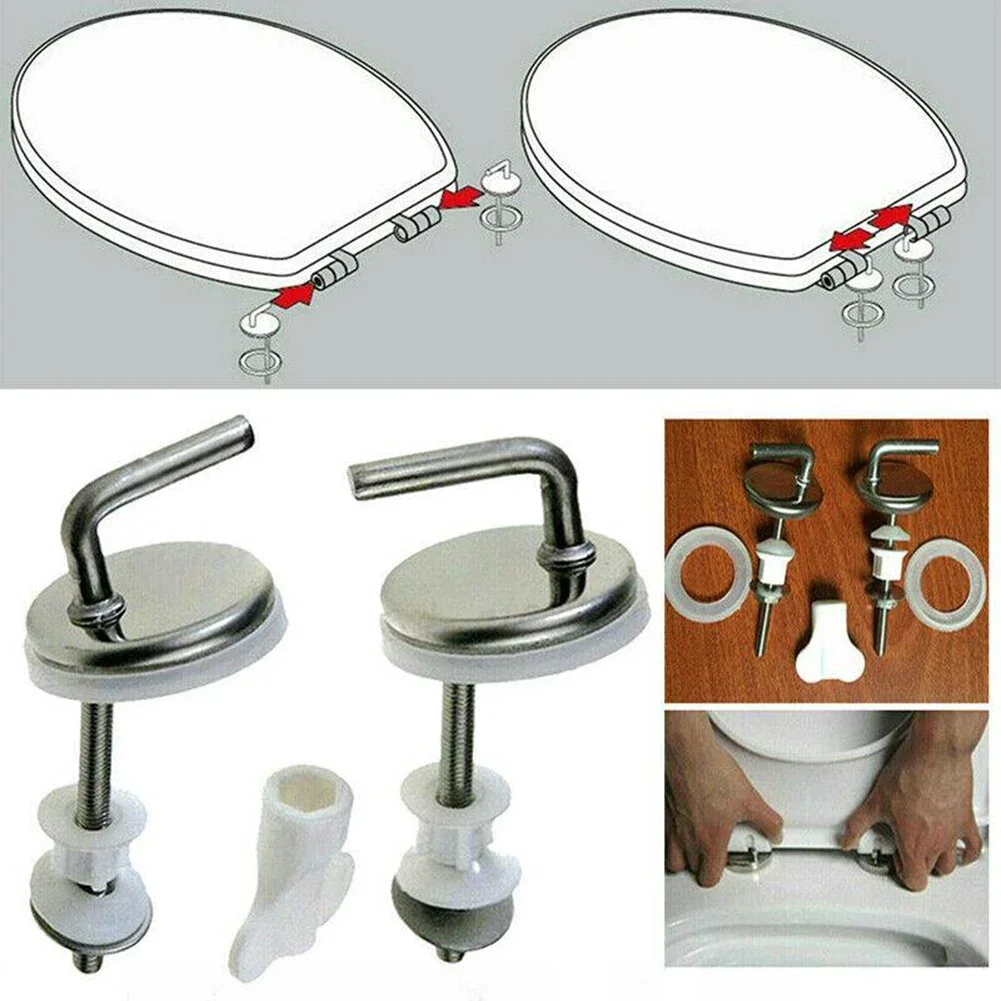 2 Chiếc Nắp Bồn Cầu Bản Lề Vệ Sinh Ghế Cố Định Lắp -- Mặt Sau Thép Không Gỉ Để Treo Tường Thay Thế Bản Lề Gắn Phụ Kiện Thay Thế