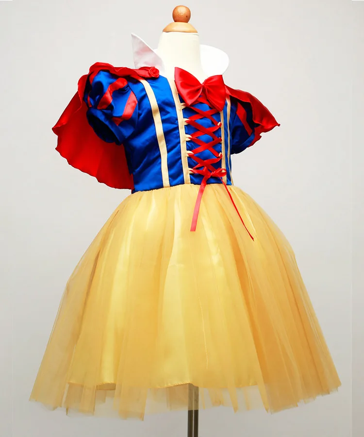 Vestido de princesa Blancanieves, disfraz de Halloween para niñas con capa, fiesta de cumpleaños para niños pequeños, ropa para juegos de rol