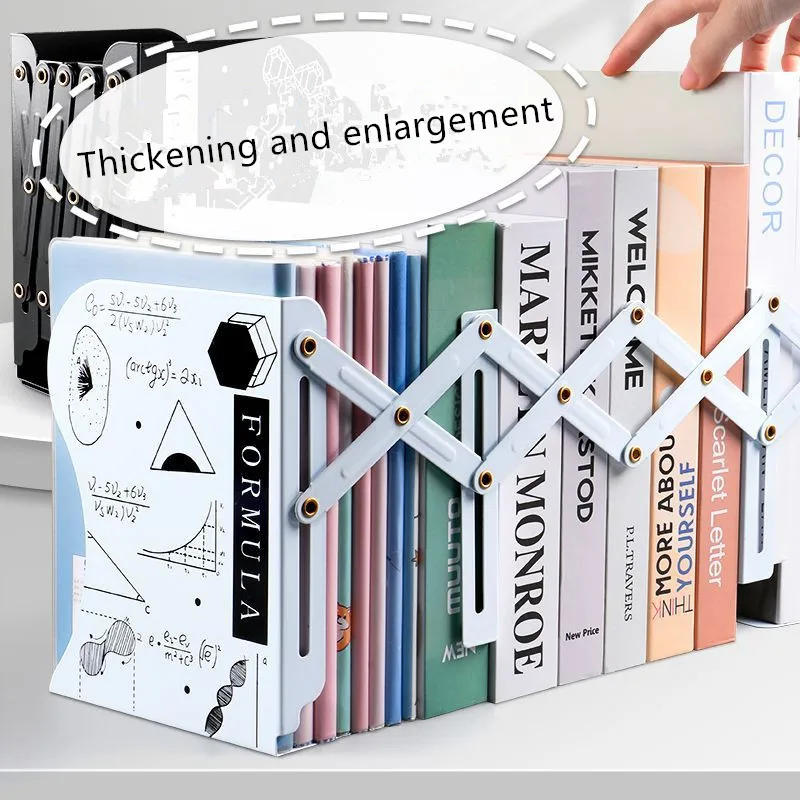 Ausziehbarer Bücherständer aus Metall mit großem Fassungsvermögen, einfacher Buchclip, Buchleitblech, hoher Schreibtisch, hochästhetischer Wert, einfache Aufbewahrung von Büchern