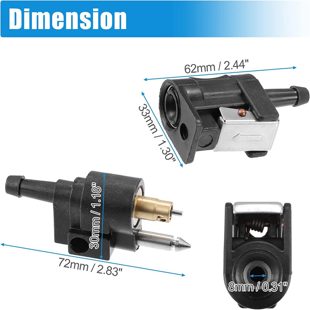 Conector de linha de combustível de popa para yamaha, acessórios para barco a motor, 1/4 6mm macho 5/16 8mm fêmea, encaixe de mangueira, adaptador de junção