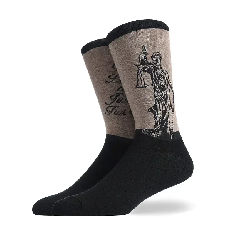 Calcetines de algodón de la serie para hombre, divertidos calcetines diarios con dibujos animados felices, cohete, hamburguesa, comida, calcetines largos para monopatín para hombre, EU 37-42