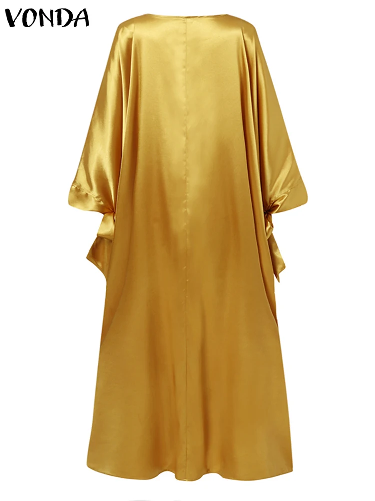 Bohemian-女性用サテンロングドレス,ラージサイズ,Vネック,長袖,イブニングドレス,ヴィンテージフローラル,プリント,マキシ,トレンド2023