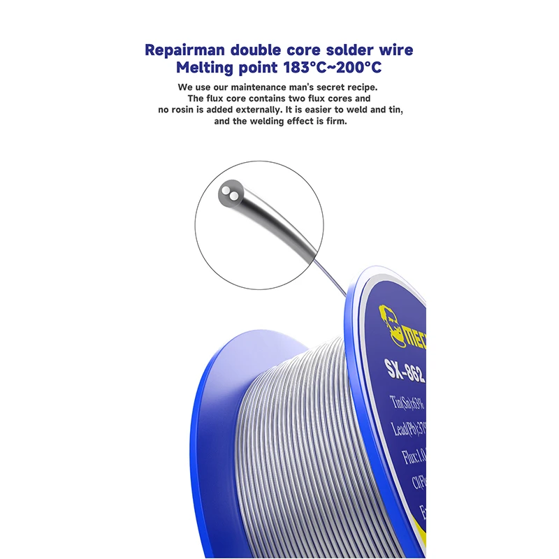 MECCANICO flusso da 60 g SX-862 Resistente alle alte temperature per filo da 0,3-1,8 mm Strumenti in filo di stagno per protezione ambientale ad alta purezza