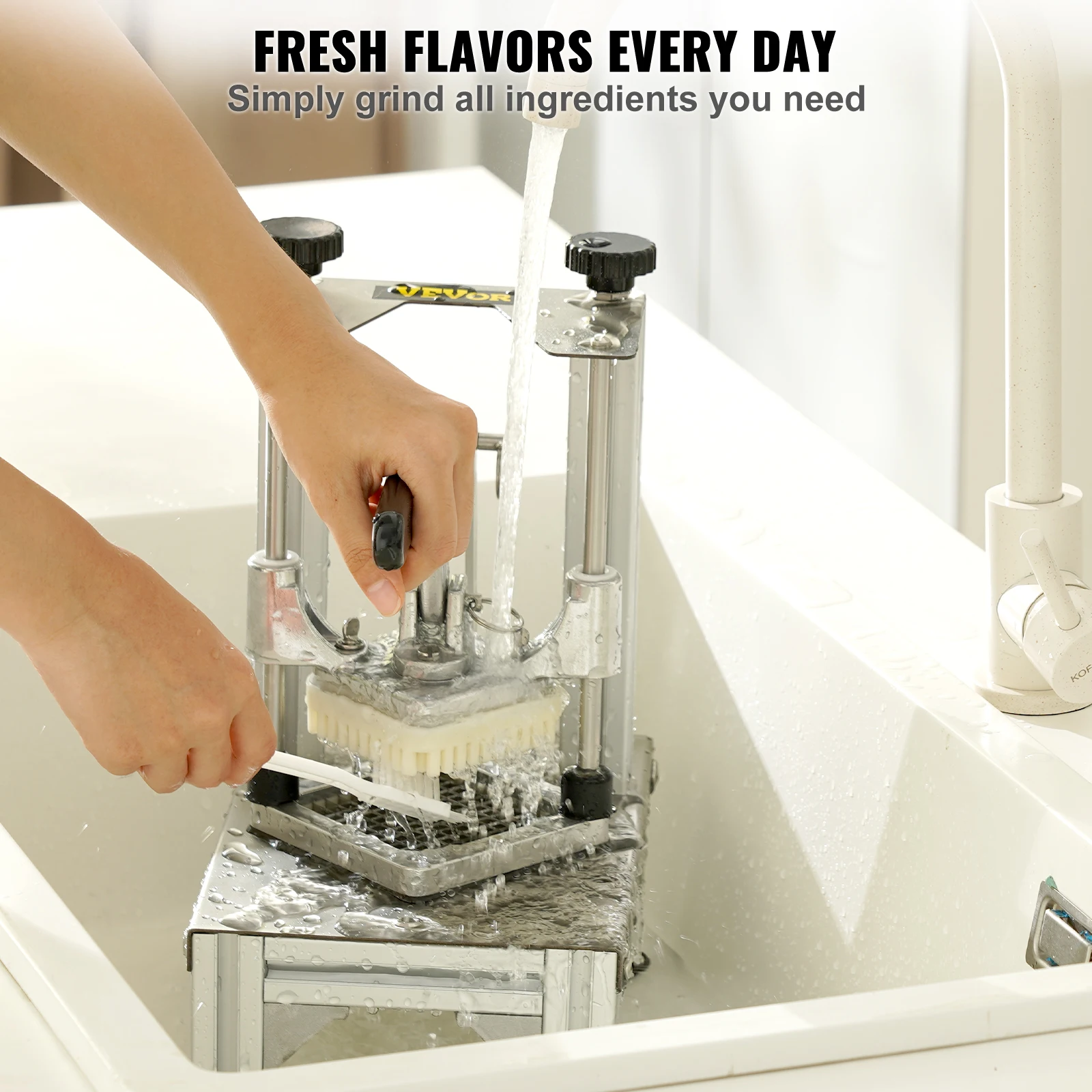 VEVOR Commercial French Fry Cutter w/ 4 Replacement Blades, Different sizes Blade Chopper, 6-wedge Slicer & 6-wedge Apple Corer