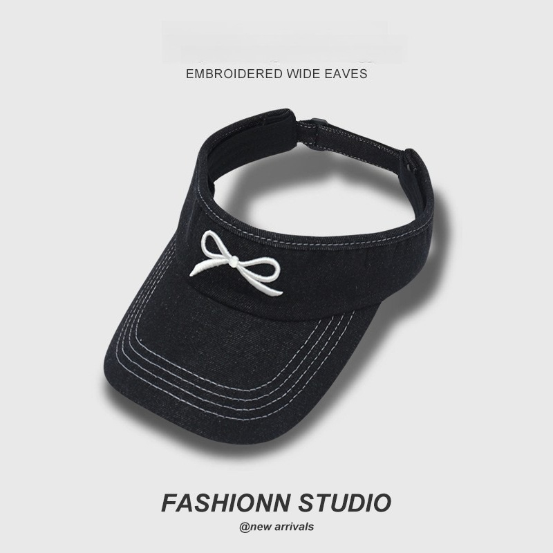 New Adjustable Sun Hat Women Korean Bow Design Large Head Size Friendly Ponytail Summer UV Protection Breathable Sun Visor Cap