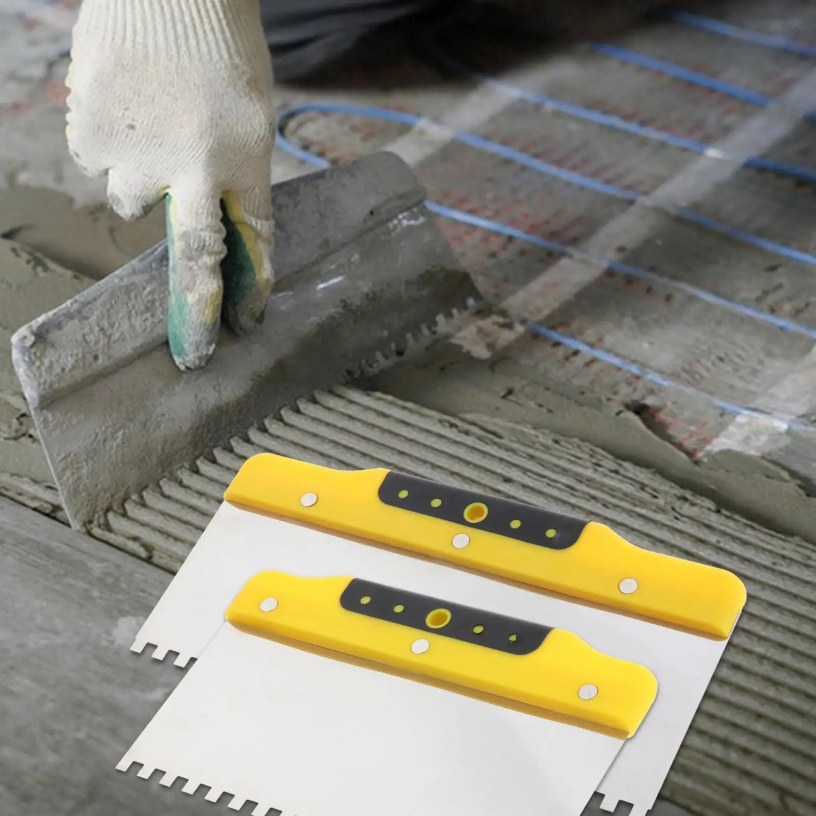 เกรียง Drywall ไม้พายมีรอยบากพร้อมด้ามจับสบาย เกรียงสแตนเลส เกรียงฉาบปูนคอนกรีต เครื่องมือก่อสร้าง