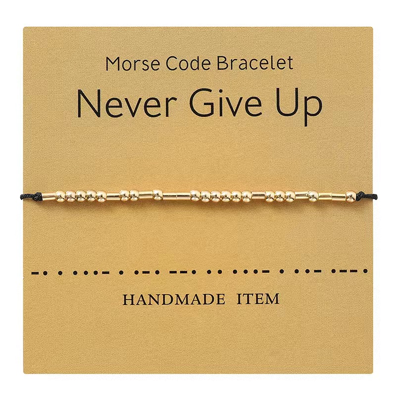 Handgemachte Morse Code Perlen Einstellbare Schwarz String Armband Mit ICH Liebe Sie Schriftzug Karton Kreative Charme Schmuck Für Liebhaber