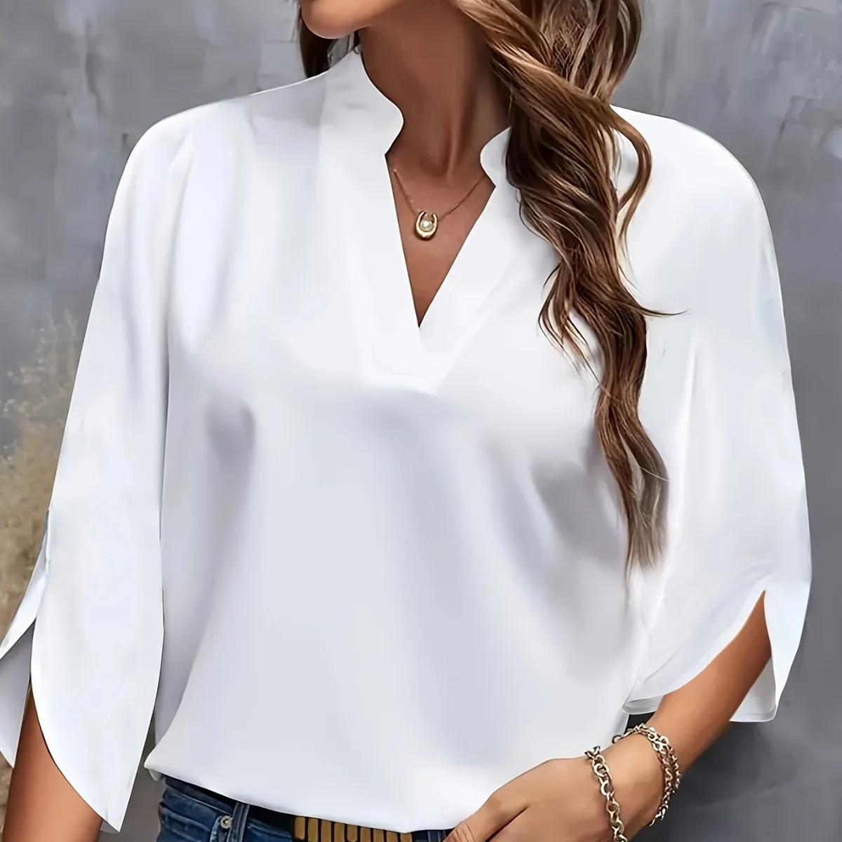 Plus Size Shirts Nieuwe V-hals Zomer Elegante Damesblouses Effen Kleur Losse Korte Mouw Casual Wit Office Lady Tops Kleding