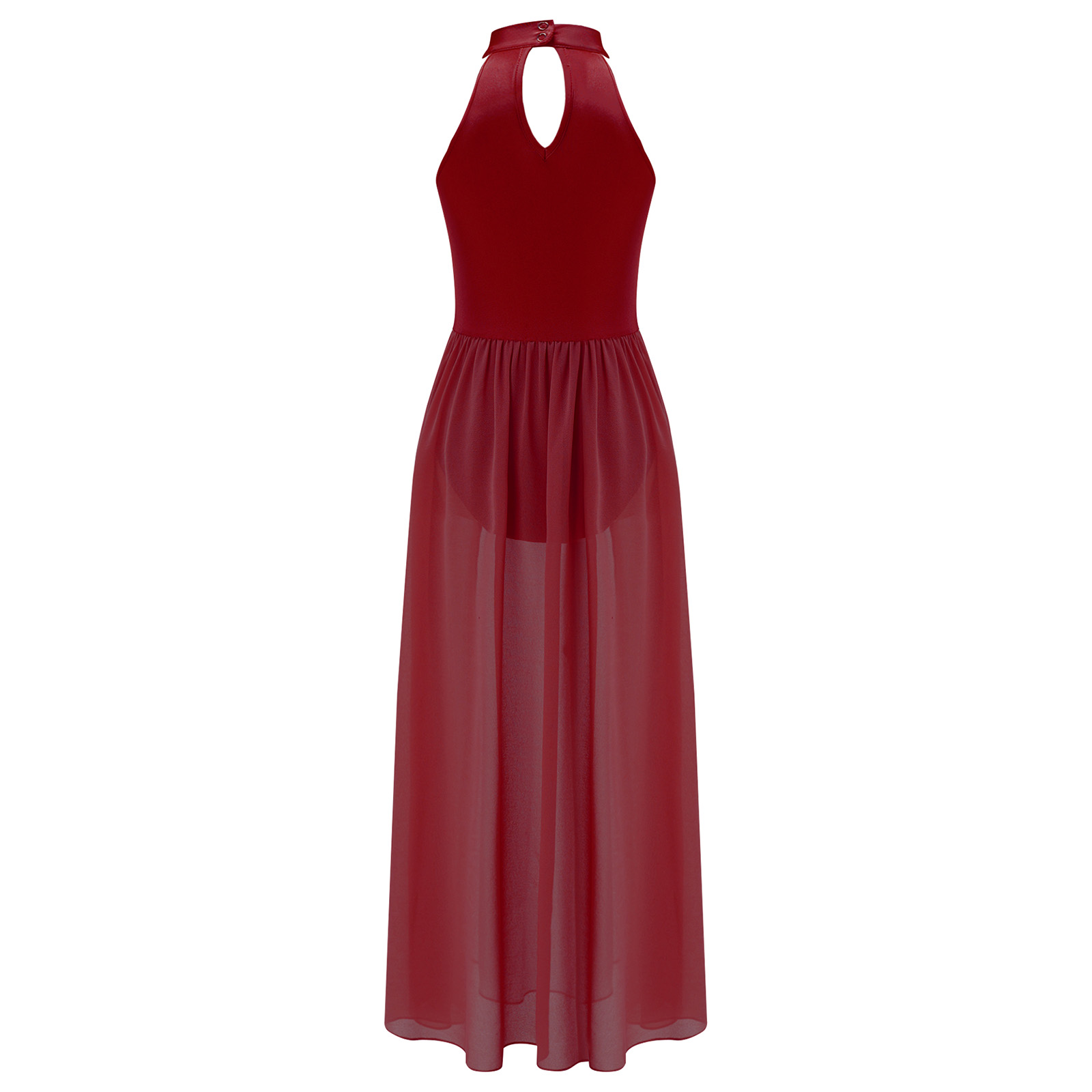 Kinder Mädchen Ballett Lyrisches Tanzkleid Farbblock Mesh Split Gymnastik Trikot mit Rock Eislaufen Zeitgenössisches Tanzkostüm