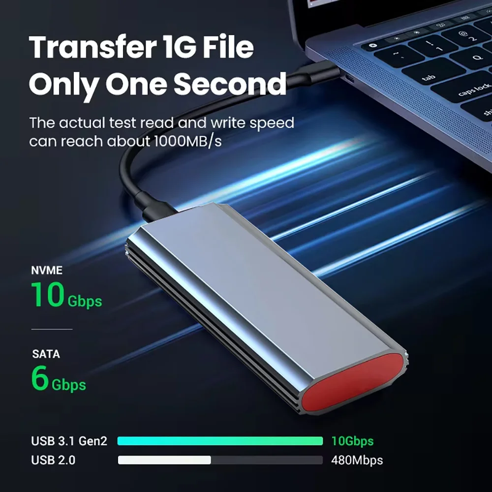 10Gbps M2 NVMe/SATA SSD Case SSD Box M.2 NVME NGFF SSD to USB 3.1 Enclosure Type-A to Type-C Cable for PC Laptop Accessories
