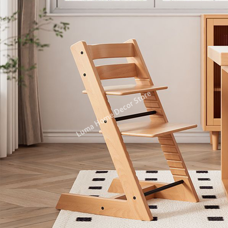 Luma Silla de comedor para bebés pequeños, para alimentación de niños, trona de madera ajustable con asiento, respaldo