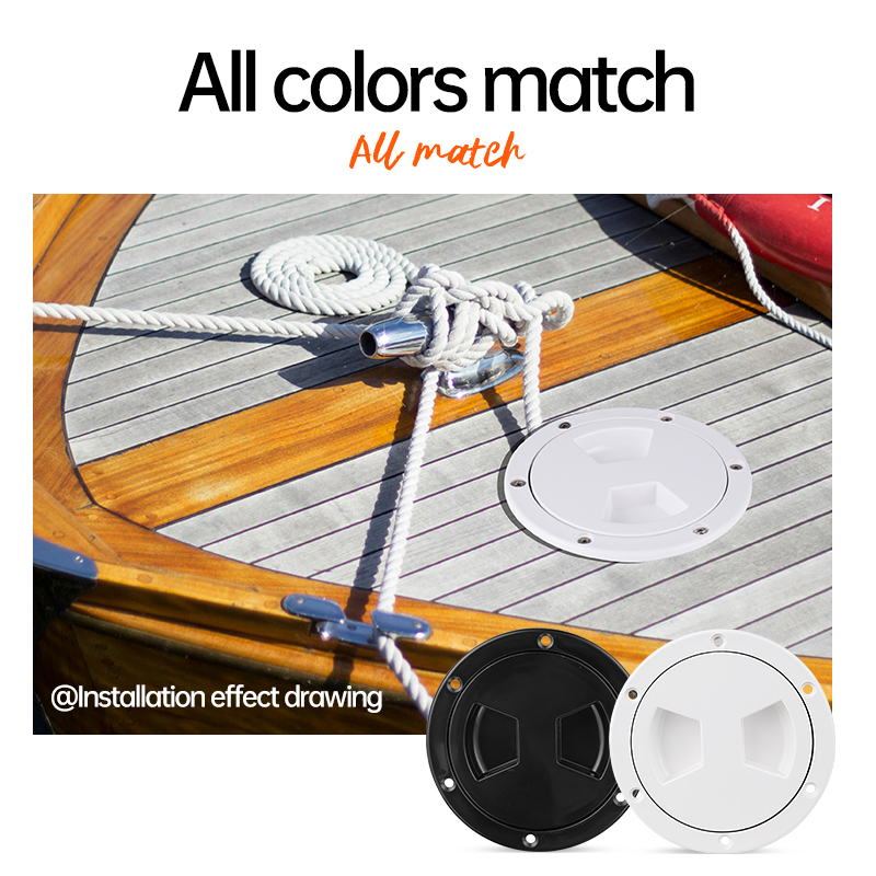 取り外し可能なカバー付きボート対応ブラックラウンドノンスリップ検査ハッチ - カヤック用 ABS プラスチックねじ込み式アクセスハッチカバー、