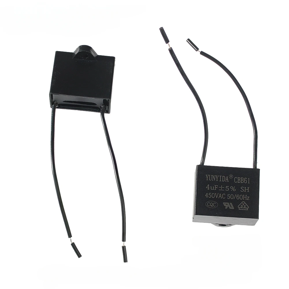 CBB61 Fan Capacitor 450V 1UF 1.2UF 1.5UF 2UF 2.5UF 3UF 4UF 5UF 6UF10UF Ceiling Fan Motor Run Rectangle Capacitor CBB 61