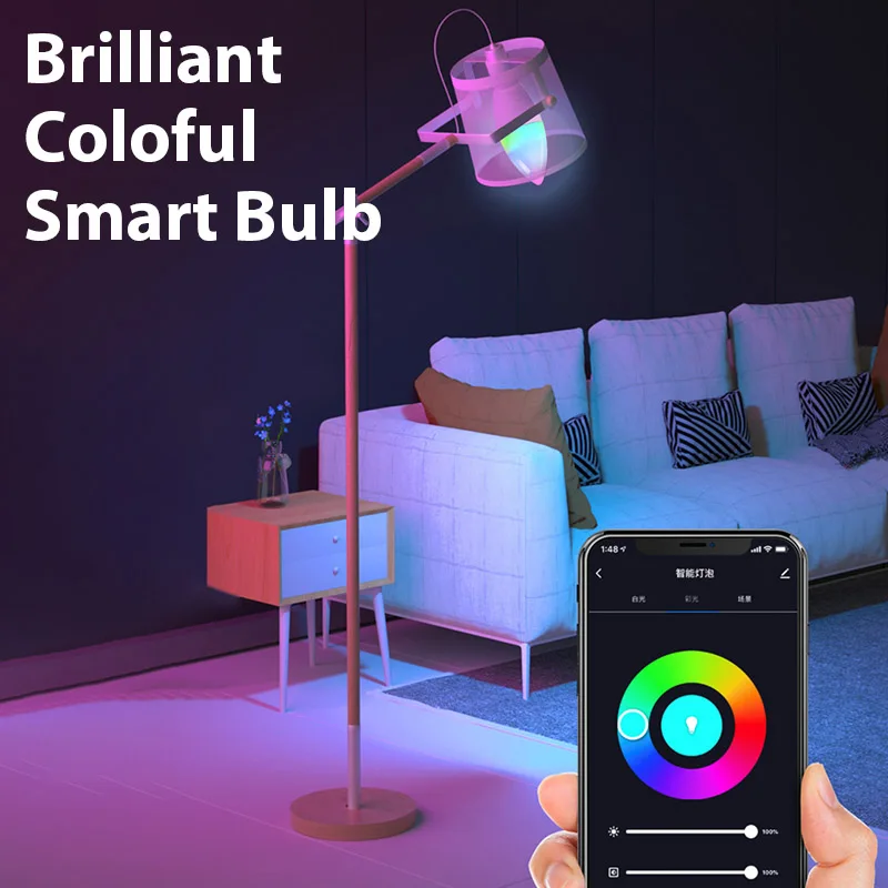 Tuya Smart Bulb Dimmable Five-Way Spiral Candle Bulb Wifi RGB Bulb Remote Control And Voice Control 5W